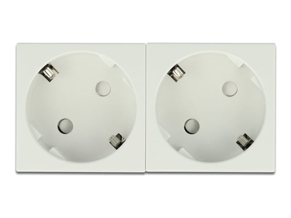 Delock - Easy 45 - eluttag - 2P - Typ F - med fönsterluckor - 2 power sockets - 16 A - AC 250 V - vit, RAL 9003