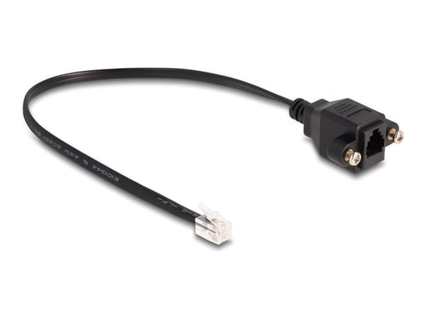 Delock - Telefonforlengelseskabel - RJ-10 (hann) til RJ-10 (hunn) skrubar - 30 cm - svart