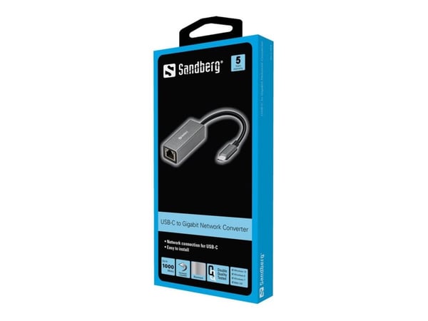 Sandberg USB-C til Nettverk - Nettverksadapter - USB-C - Gigabit Ethernet