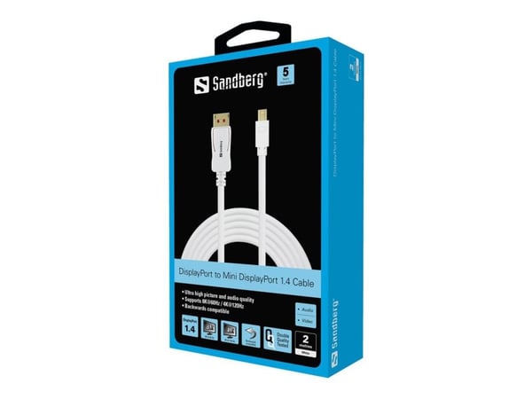 Sandberg - DisplayPort-kabel - DisplayPort (M) til Mini DisplayPort (M) - DisplayPort 1.4 - 2 m - 8K-støtte