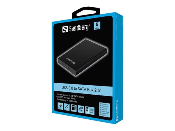 Sandberg USB 3.0 til SATA Box 2.5" - Lagringspakke - 2.5" - 1 kanal - SATA - USB 3.0