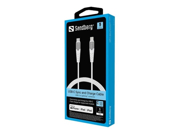 Sandberg - Lightning-kabel - Lightning han til 24 pin USB-C han - 1 m