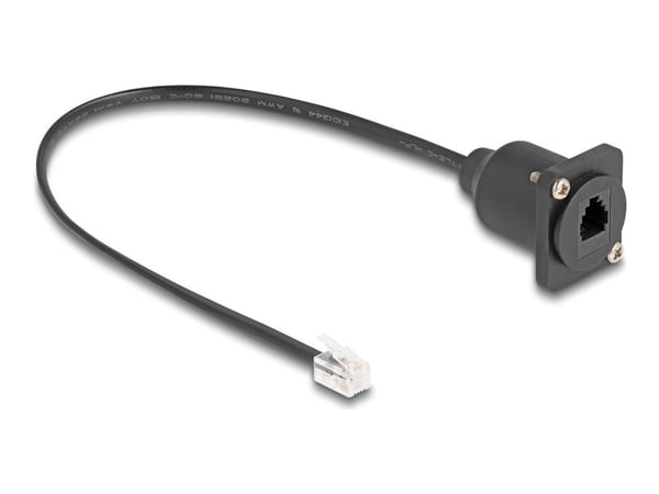Delock - Telefonforlengelseskabel - RJ-10 (hann) til RJ-10 (hunn) skrubar - 30 cm - svart