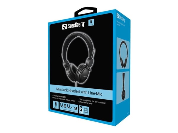 Sandberg MiniJack Headset with Line-Mic - Hodetelefoner med mikrofon - on-ear - kablet - 3,5 mm jakk