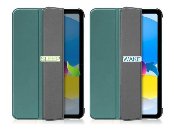 CoreParts - Lommebok for nettbrett - tri-fold caster, with auto-wake function - polyuretanlær - mørk grønn - for Apple 10.9-inch iPad (10. generasjon)