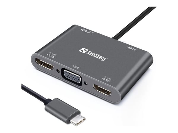 Sandberg USB-C Dock - Dockningsstation - USB-C - VGA, HDMI