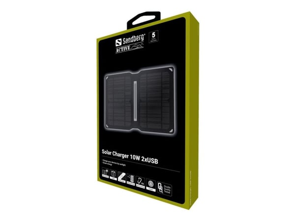 Sandberg Active - Solcellsladdare - 10 Watt - 1 A - 2 utdatakontakter (2 x USB)