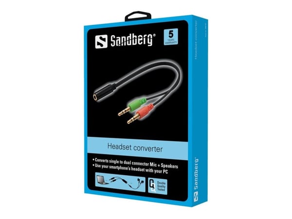 Sandberg Headset Converter - Hodesettadapter - mini-phone stereo 3.5 mm hann til 4-polsminijakk hunn