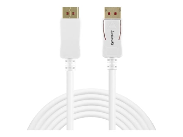 Sandberg - DisplayPort-kaapeli - DisplayPort (uros) - DisplayPort (uros) - DisplayPort 1.4 - 2 m - 8K-tuki - valkoinen
