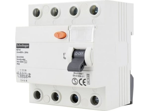Bemko RESIDUAL CURRENT BREAKER AC 4P 40A 30mA SCHELINGER A03-K7-4-40-030