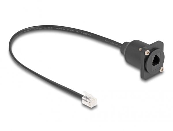Delock D-tyypin RJ10-kaapeli uros ja naaras musta 30 cm