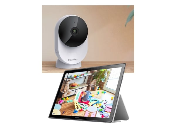 Beafon Flexy 2F, IP-sikkerhetskamera, Innendørs, Ledning & Trådløs, Amazon Alexa & Google Assistant, Bord, Sort, Hvit
