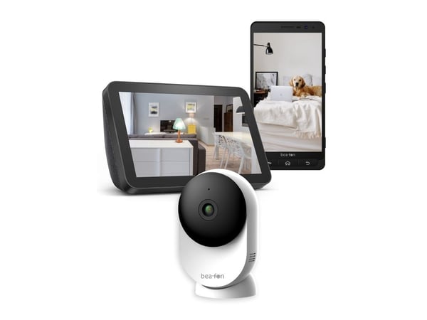 Beafon Flexy 2F, IP-sikkerhetskamera, Innendørs, Ledning & Trådløs, Amazon Alexa & Google Assistant, Bord, Sort, Hvit