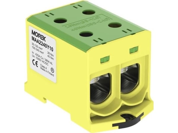 MOREK Liitin OTL240-2 kelta-vihreä väri 2xAl/Cu 35-240mm2 1000V Yleisliitin MAA2240BY10