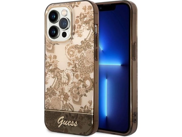 Guess GUHCP14LHGPLHC hårt skal till iPhone 14 Pro 6,1" ockra Porcelain Collection