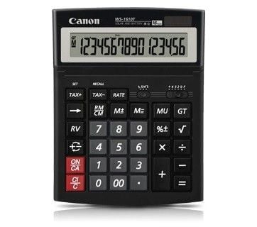 Canon WS-1610T - Skrivebordskalkulator - 16 sifre - solcellepanel, batteri - svart