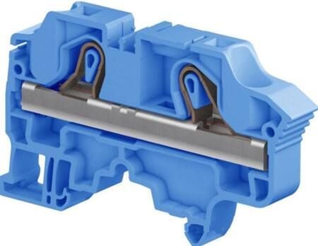 TE CONNECTIVITY genomgångsklämma, fjäderanslutning, 0,5-10 mm², 57A, 1000 V AC/DC IEC, blå