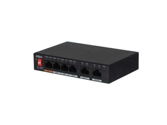 Dahua Technology PFS3006-4ET-60, Uhåndtert, L2, Fast Ethernet (10/100), Strøm over Ethernet (PoE), Kan monteres på vegg