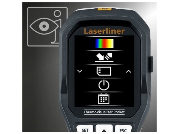 Laserliner ThermoVisualizer Pocket, -20 - 650 °C, 33°, 8 - 14 µm, 150 mK, 9 Hz, Mix, Termisk