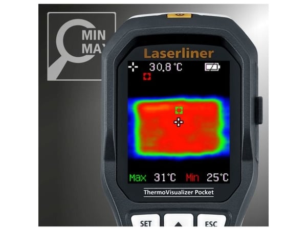 Laserliner ThermoVisualizer Pocket, -20 - 650 °C, 33°, 8 - 14 µm, 150 mK, 9 Hz, Mix, Termisk