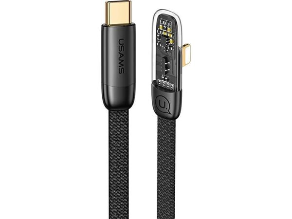 USAMS USB-C til Lightning PD 20W hurtiglading Iceflake Series 1,2 m svart SJ583USB01 (US-SJ583)