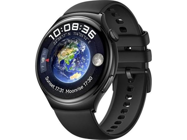 Huawei Watch 4 - Rostfritt stål - smart klocka med rem - fluoroelastomer - svart - handledsstorlek: 140-210 mm - display 1.5" - 32 GB - Wi-Fi, LTE,...