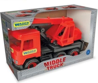 Wader mellomstor lastebil - kran rød (234801)