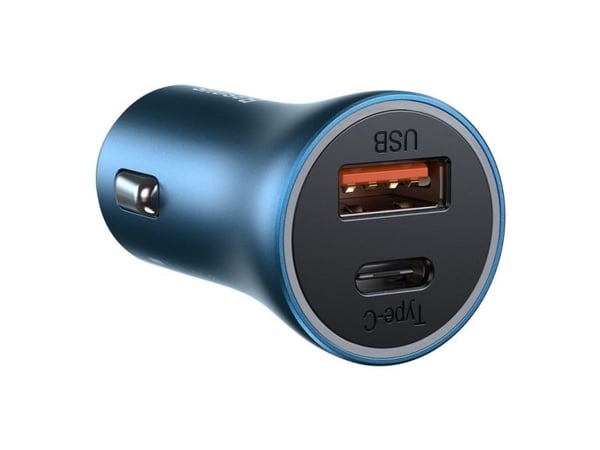 Baseus Golden Contactor Pro autolaturi, USB + USB-C, QC4.0+, PD, SCP, 40W (sininen) + USB-C Lightning-kaapeli 1m (sininen)