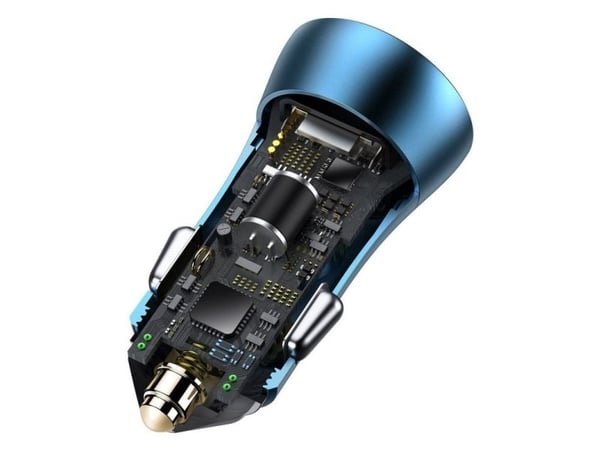 Baseus Golden Contactor Pro autolaturi, USB + USB-C, QC4.0+, PD, SCP, 40W (sininen) + USB-C Lightning-kaapeli 1m (sininen)
