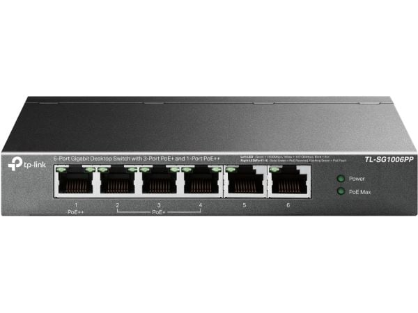 TP-Link TL-SG1006PP, Ikke administreret, Gigabit Ethernet (10/100/1000), Strøm over Ethernet (PoE), Stativ-montering