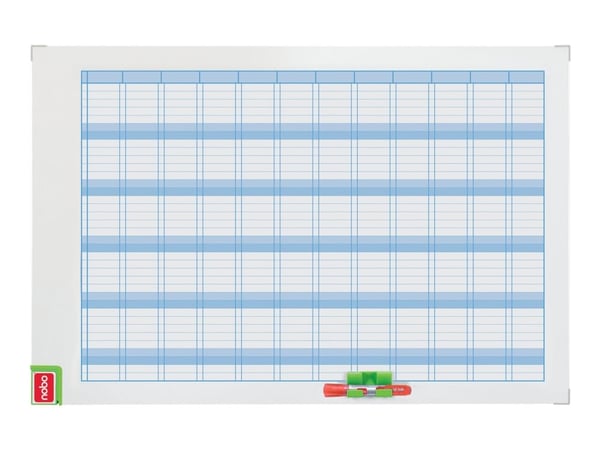 Nobo Performance - Planleggingstavle med tørrvisking - årlig - 900 x 600 mm - 37 rekker 12 kolonner - magnetisk