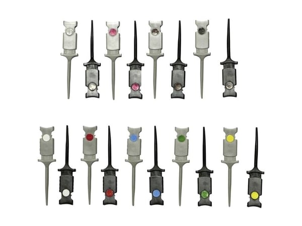 VOLTCRAFT Crocodile Beak Set Liitin: 0,64 mm CAT Musta, punainen, ruskea, vihreä, keltainen, violetti, sininen, valkoinen, harmaa, valkoinen, harmaa