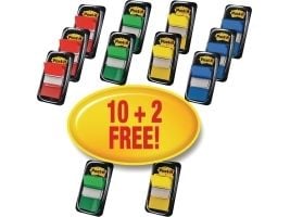 Post-it® Index, 25.4mmx 43.2mm, Ass.farver, Kampagnepk. "10+2 gratis dispensere"