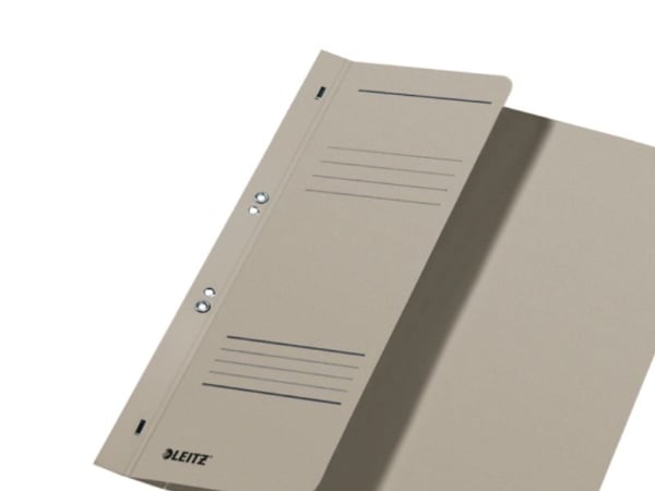 LEITZ maljestiftemaskin, DIN A4, manila papp, grå, kommersiell søm, 250 g/m², 1/2 frontdeksel (90 mm bredt) - 50 stykker (3740-00-85)