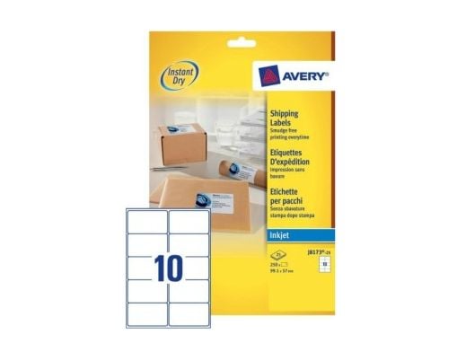 Avery J8173 - Hvit - 57 x 99.1 mm 250 stk (25 ark x 10 adresselapper