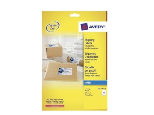 Avery J8173 - Hvit - 57 x 99.1 mm 250 stk (25 ark x 10 adresselapper