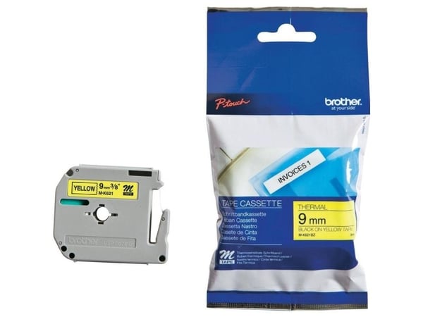 Brother MK621 - Svart på gult - Rull (0,9 cm x 8 m) 1 stk skriverteip - for P-Touch PT-55, PT-65, PT-70, PT-80, PT-90, PT-BB4