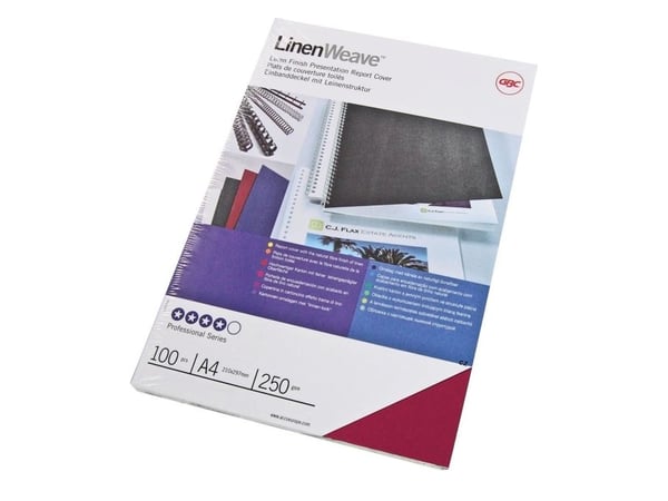 GBC LinenWeave, A4, Punainen, 250 g/m², 100 kpl, Egypti