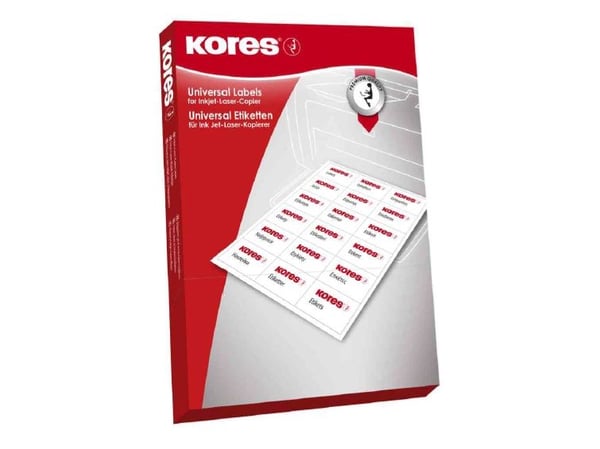 Kores universaletiketter, 38,1 x 21,2 mm, hvit, 500 arks kant (E3821.500)