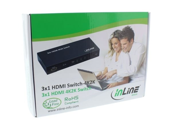 InLine? HDMI-kytkin / kytkin, 3 tuloa 1 lähtö, 4K2K, 3D, HD-ääni (65014)