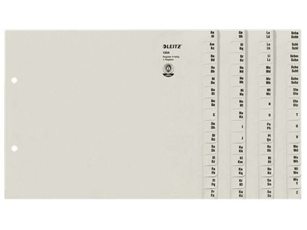 Leitz 13040085, Alfabetisk faneindeks, Papir, Grå, 100 g/m², 240 mm, 200 mm