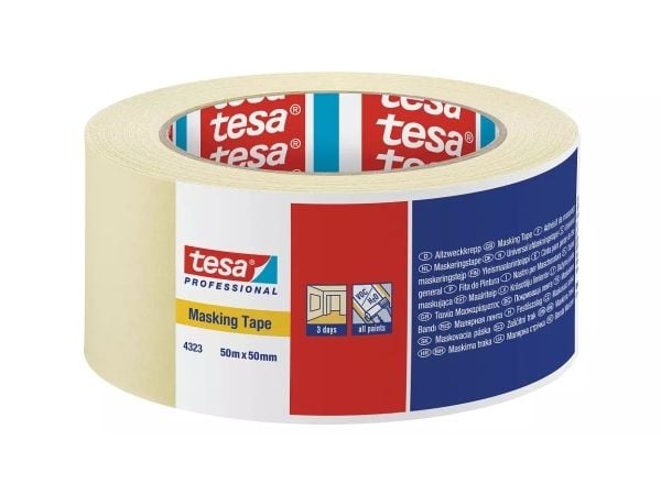 TESA 4323, Yleiskäyttöinen maalarinteippi, Paperi, Beige, Keraaminen, Lasi, Metalli, Muovi, Puu, Yleiskäyttöinen, Universal, Universal