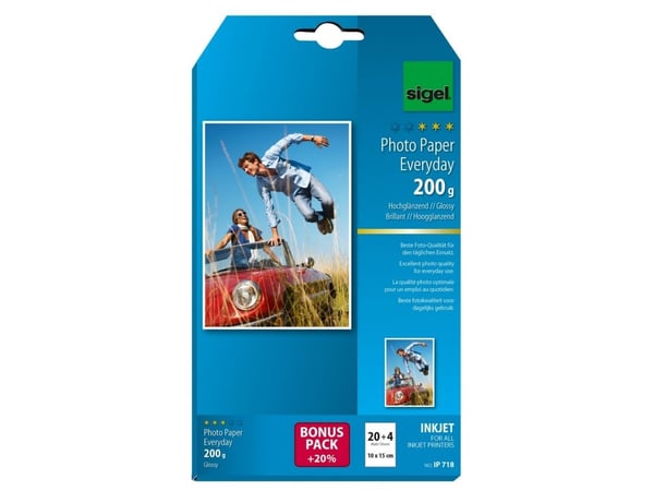 Sige Everyday IP718 - Høyblank - 100 x 150 mm - 200 g/m² - 24 ark fotopapir