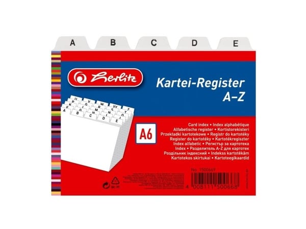 herlitz indekskort A - Å, PP, A6 quer, hvit?, 24-teilig (01500669-003) (1500669)