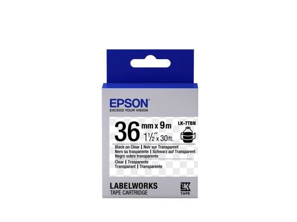 Epson LabelWorks LK-7TBN - Svart på transparent - Rull (3,6 cm x 9 m) 1 kassett(er) merketape - for LabelWorks LW-1000P, LW-900P, LW-Z5000BE, LW-Z5...