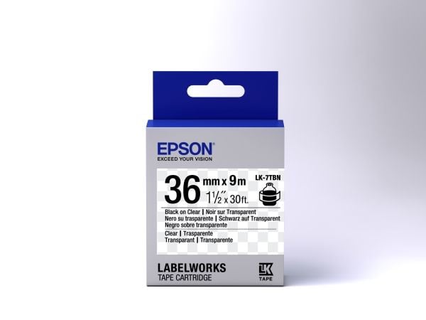 Epson LabelWorks LK-7TBN - Svart på transparent - Rull (3,6 cm x 9 m) 1 kassett(er) merketape - for LabelWorks LW-1000P, LW-900P, LW-Z5000BE, LW-Z5...
