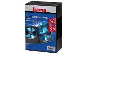 Hama 51272, DVD-etui, 3 disker, sort, polypropylen (PP), 120 mm, 135 mm