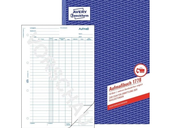 Avery Zweckform - Målebok - 50 ark - A4 (210 x 297 mm) - dublett - karbonfri