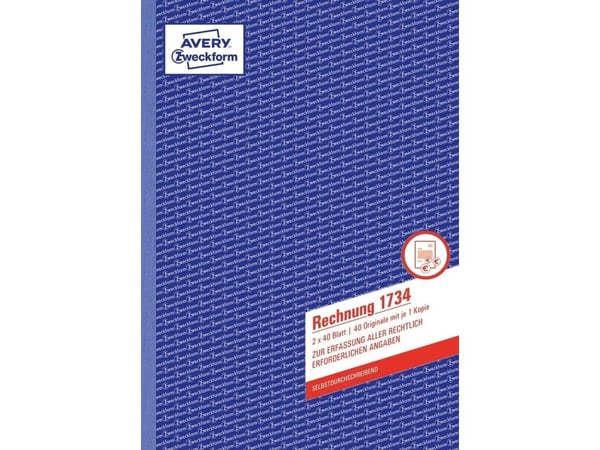 Avery Zweckform - Fakturaskjema - 40 ark - A4 (210 x 297 mm) - dublett - karbonfri