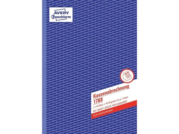 Avery Zweckform - Kontantrapport - 40 ark - A4 (210 x 297 mm) - dublett - karbonfri